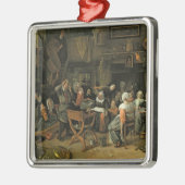 De kerstfeest, 1668 metalen ornament (Links)