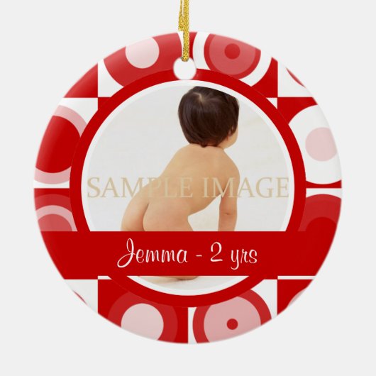 De kerstfoto van Retro personaliseren Keramisch Ornament (Achterkant)