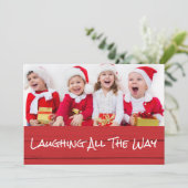 De kerstfotokaart lachen feestdagenkaart (Staand voorkant)