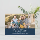 De kerstfotokaarten van de zalen decimeren feestdagenkaart (Staand voorkant)