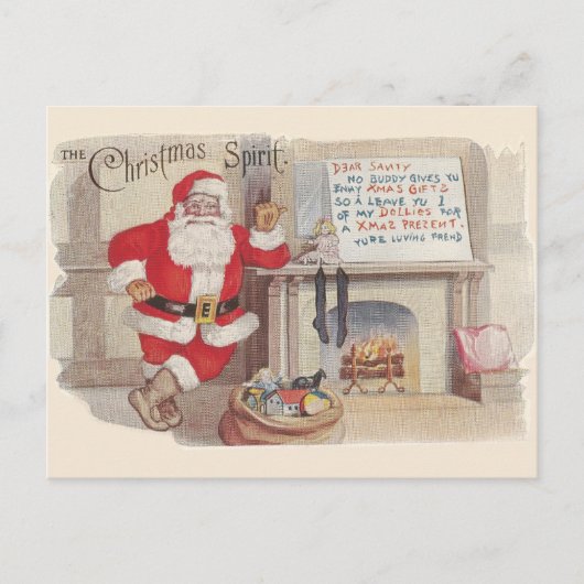 De Kerstgeest - Vintage Ansichtkaart Kunst Briefkaart (Voorkant)