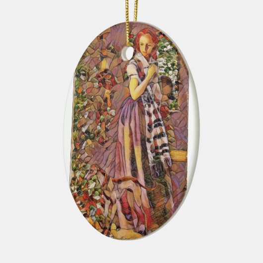 De kerstgrijshond keramisch ornament (Links)