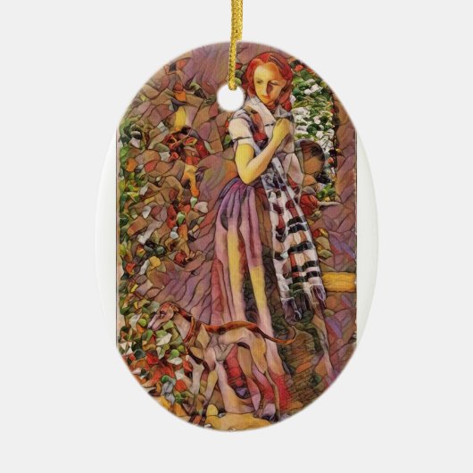 De kerstgrijshond keramisch ornament (Voorkant)