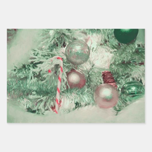 De kerstgroene roze kerstboomstructuur wordt vervo inpakpapier vel (Voorkant)