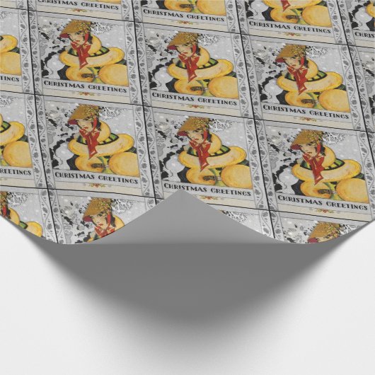 De kerstgroet van 1920 voor de luiers cadeaupapier (Hoek)