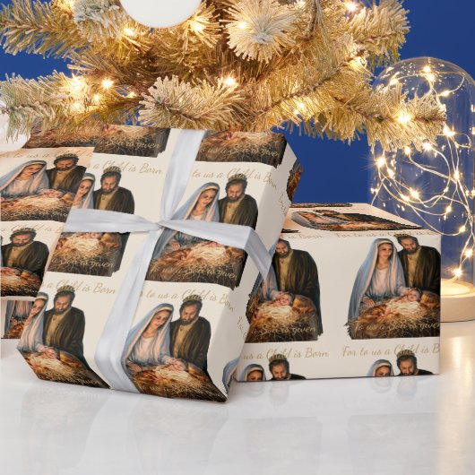 De kerstgroet van de kerststal cadeaupapier (Feestdagen)