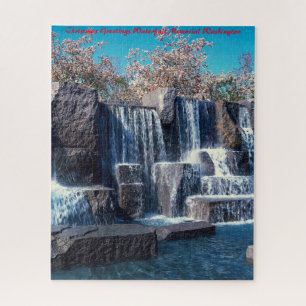 De kerstgroeten van Waterfall Memorial Washington Legpuzzel
