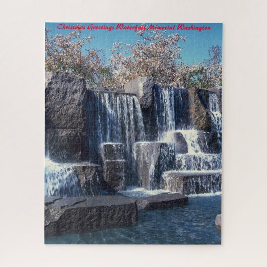De kerstgroeten van Waterfall Memorial Washington Legpuzzel (Verticaal)
