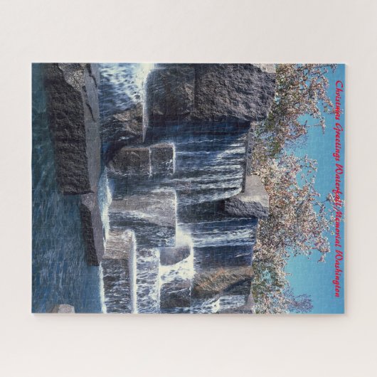 De kerstgroeten van Waterfall Memorial Washington Legpuzzel (Horizontaal)