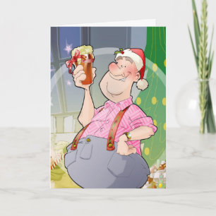 De kerstkaart met de Gift van het Bier bemant heel Feestdagen Kaart