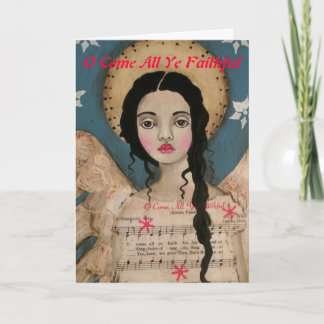 De Kerstkaart O van de engel komt Al Gelovig Ye Feestdagen Kaart