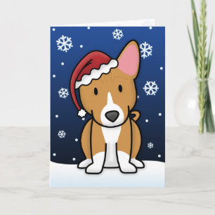 De Kerstkaart van Basenji van Kawaii Feestdagen Kaart