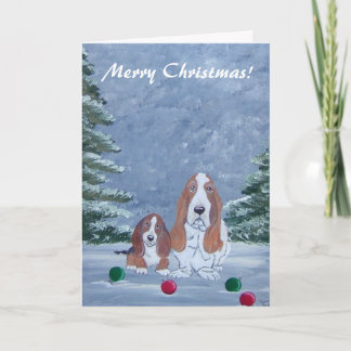 De Kerstkaart van Basset Hound Feestdagen Kaart
