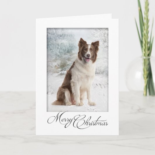 De Kerstkaart van Border collie van de chocolade Feestdagen Kaart (Voorkant)