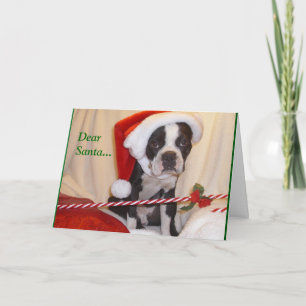 De Kerstkaart van Boston Terrier Feestdagen Kaart