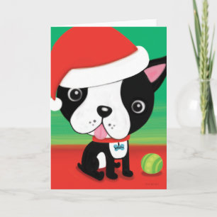 De Kerstkaart van Boston Terrier Feestdagen Kaart