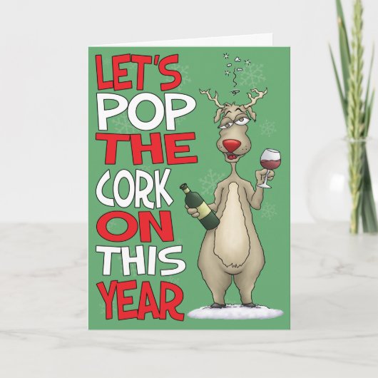 De Kerstkaart van de cartoon: Knal Cork Feestdagen Kaart (Voorkant)