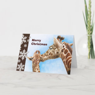 De Kerstkaart van de Giraffe en van het Kalf Feestdagen Kaart
