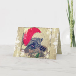 De Kerstkaart van de Hond en van de Kat van de Feestdagen Kaart