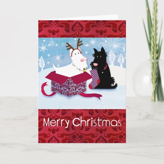 De Kerstkaart van de Hond van Scotty Feestdagen Kaart (Voorkant)