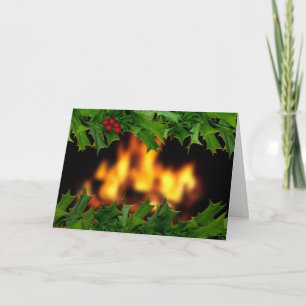 De Kerstkaart van de hulst en van de Haard Feestdagen Kaart
