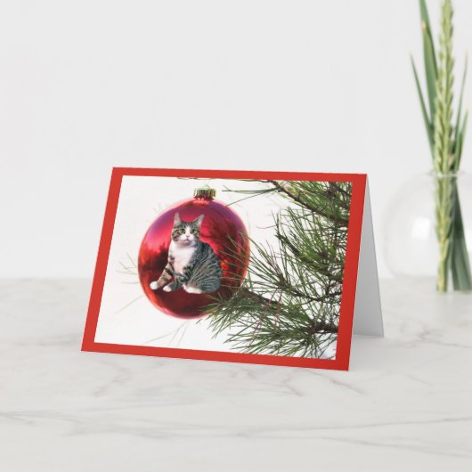 De Kerstkaart van de kat Feestdagen Kaart (Voorkant)
