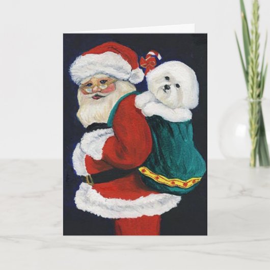 De Kerstkaart van de Kunst van de Hond van "Bichon Feestdagen Kaart (Voorkant)