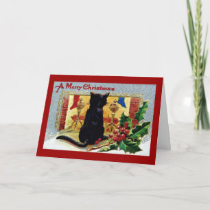 De kerstkaart van de Miauw van de Kat Feestdagen Kaart