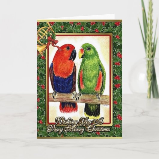 De Kerstkaart van de Papegaaien van Eclectus Feestdagen Kaart (Voorkant)