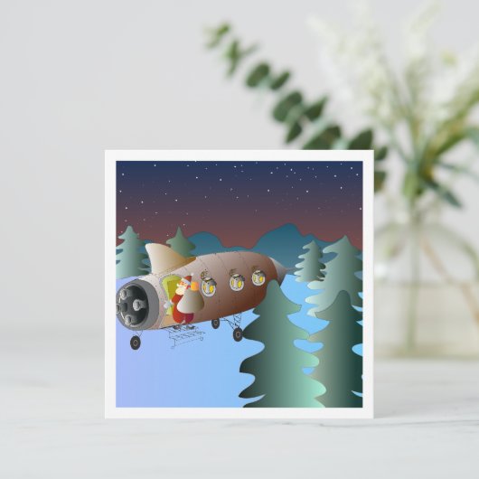 De Kerstkaart van de Raket van de maan (Staand voorkant)