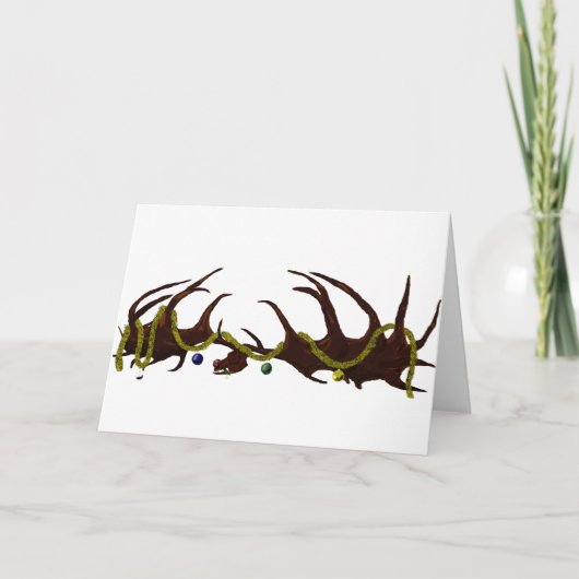 De Kerstkaart van de Schedel van Megaloceros Feestdagen Kaart (Voorkant)