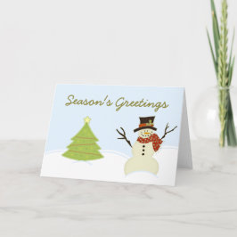 De Kerstkaart van de sneeuwman en van de Boom Feestdagen Kaart