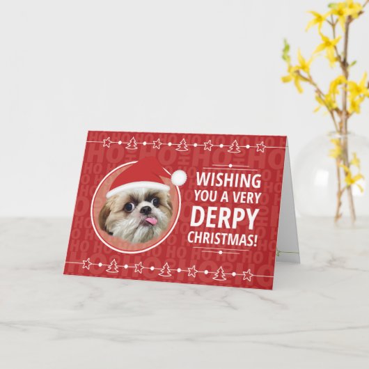 De Kerstkaart van de tzuhond van Derpy shih Kaart (Gele Bloem)