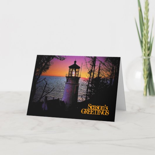 De Kerstkaart van de vuurtoren Feestdagen Kaart (Voorkant)
