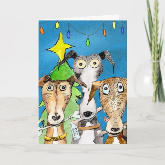 De Kerstkaart van de windhond (a519) Feestdagen Kaart (Voorkant)