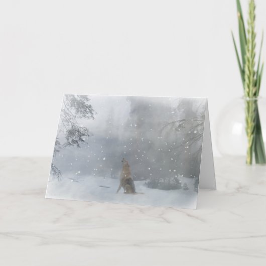 De Kerstkaart van de wolf prettige feestdagen Kaart (Voorkant)