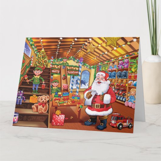 De Kerstkaart van de Workshop van de kerstman Bedankkaart (Voorkant)