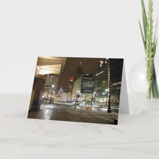 De Kerstkaart van Detroit Michigan Feestdagen Kaart (Voorkant)