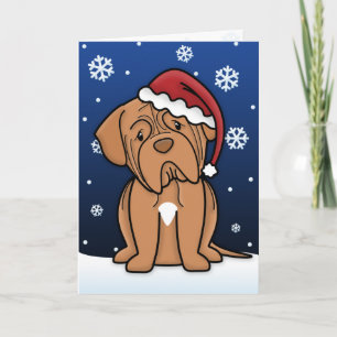 De Kerstkaart van Dogue DE Bordeaux van Kawaii Feestdagen Kaart
