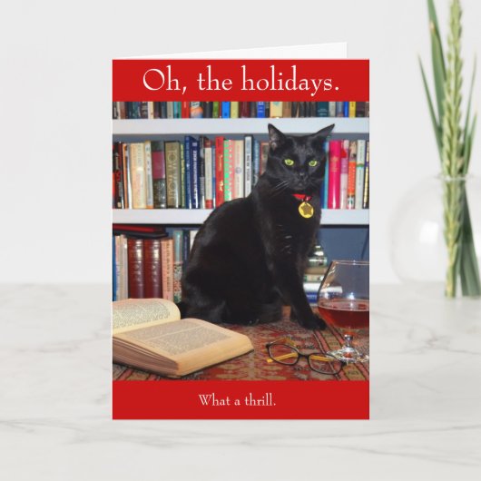 De Kerstkaart van Edgar Allan Kittycat Feestdagen Kaart (Voorkant)