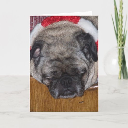 De Kerstkaart van een Pug Hond Feestdagen Kaart (Voorkant)
