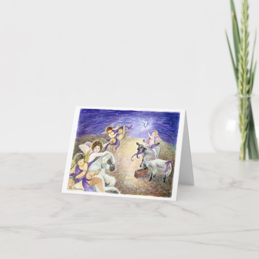 De Kerstkaart van engelen Feestdagen Kaart (Voorkant)