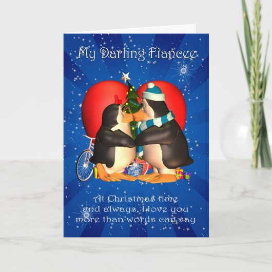 De Kerstkaart van Fiancee met het Kussen van het Feestdagen Kaart (Voorkant)