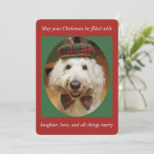 De Kerstkaart van Goldendoodle (Staand voorkant)