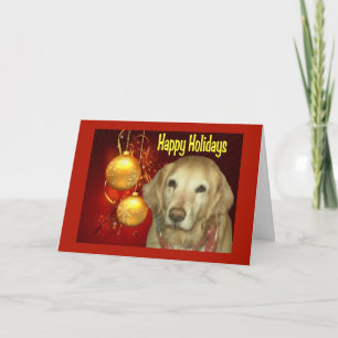De Kerstkaart van het golden retriever prettige Feestdagen Kaart