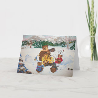 De Kerstkaart van het kampvuur Feestdagen Kaart