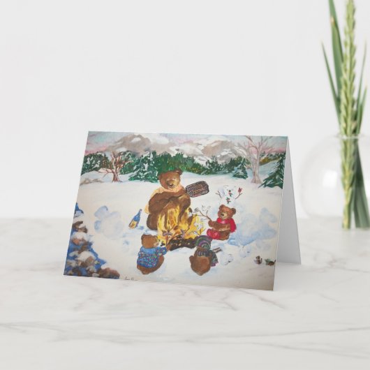 De Kerstkaart van het kampvuur Feestdagen Kaart (Voorkant)