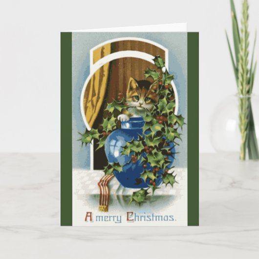 De Kerstkaart van het katje Feestdagen Kaart (Voorkant)