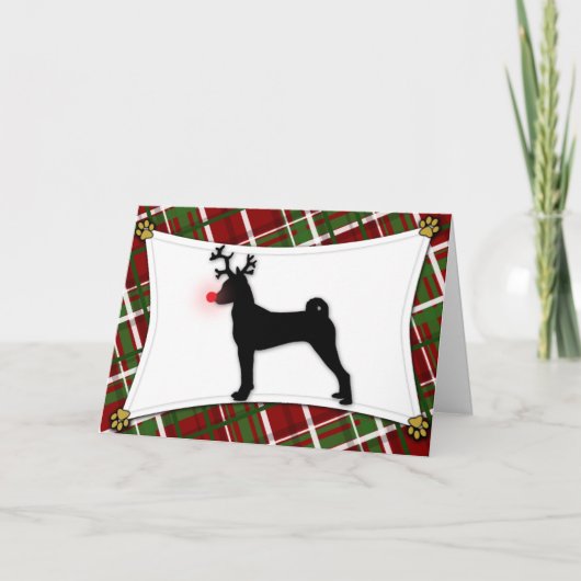 De Kerstkaart van het Rendier van Basenji Feestdagen Kaart (Voorkant)