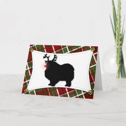 De Kerstkaart van het Rendier van Keeshond Feestdagen Kaart (Voorkant)